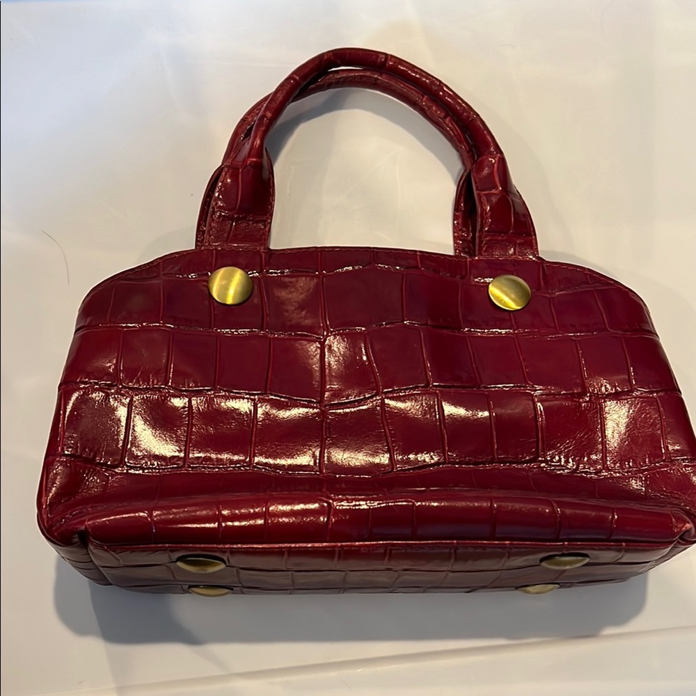 Maxx New York Red Croc-Embossed Shoulder Bag